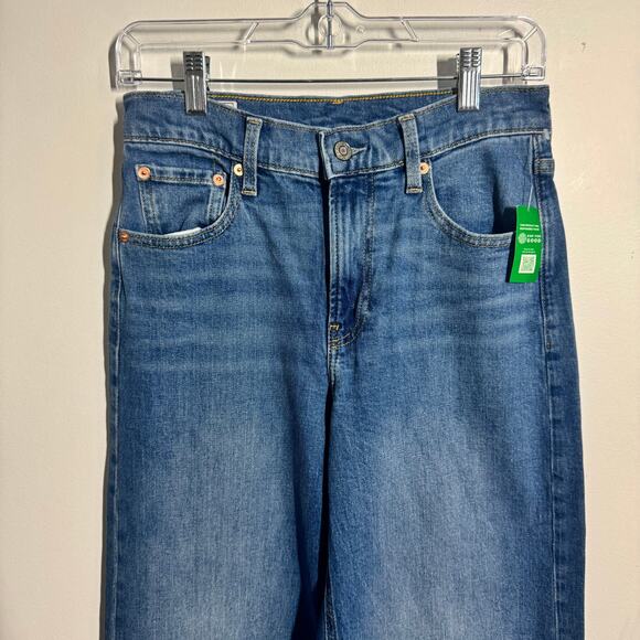 Gap Jeans Women Blue NWT 26/2R High Stride Wide Leg Cotton Medium Wash Minimal - Picture 4 of 10